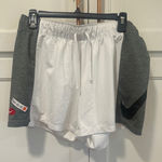 Nike  Dri Fit Athletic Shorts Women's Gray M White Running Gym Just Do It Photo 0