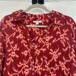 Knox Rose  Boho Button Up Shirt Burgundy Abstract Floral High Low Hem Size XXL Photo 1
