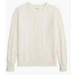 J. Crew XL Cable Knit Hearts Crewneck Pullover Sweater in Ivory White Photo 1
