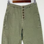 Free People We the Osaka Mid-Rise Barrel Texturized Olive Green Jeans 26 Photo 6