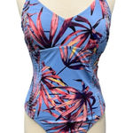 Jessica Simpson Bathing Suit Women’s Size Large One Piece Blue Pink Swimsuit Photo 0