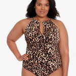 Ralph Lauren  Cheetah Leopard High Neck One Piece Swimsuit -plus sz 20W Rt $180 Photo 0