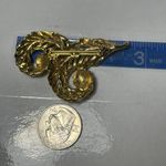 Gold Tone Textured Dual Feather Leaf Brooch Pin Photo 3