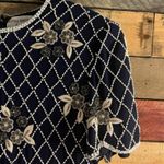 Papell Boutique  Navy Beaded‎ Evening Dress Size 12 Photo 2