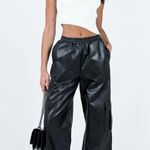 Princess Polly Lista Faux Leather Elastic Pocket Pants Black Photo 1