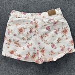 American Eagle American‎ Eagle Mom Short Womens 8 Cream Pink Floral Denim High Waist Cuffed Photo 4