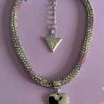 Guess Multi Color and Silver Heart Charm Sparkle Pavé Flex Bracelet Photo 1