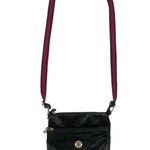 Tommy Hilfiger Vintage Purse Crossbody Bag Black Leather Red Blue Striped Straps Photo 1