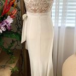 R & M Richards 3/$15 Embroidered Gown in Nude/Ivory *Small Stains* Photo 4