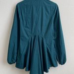 Free People Dark Green All The Time Button Up Long Sleeve Tunic Peplum Blouse Photo 10