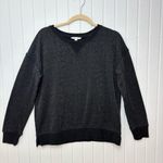 American Eagle  Outfitters Black Metallic Pullover Top Long Sleeve Slit‎ Sides M Photo 2