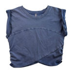 Free People FP Movement M Hot Shot Crossover Crop Top Cotton Tee Blue Relaxed Photo 0