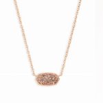 Kendra Scott Elisa Necklace Copper Rose Gold Drusy Pendant Gold Chain Photo 1