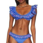 Carolina Constas Anastasia Multi Marisol Bikini TOP XS Ruffled REVOLVE NEW Blue Photo 0