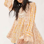 Free People  Fallin Into You Long Sleeve Tunic Dress in Natural Combo  XS boho Photo 0