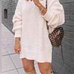 Free People Cocoa Turtleneck Oversized Ivory/Cream Sweater Tunic Dress XS Photo 2