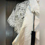 NWT Nicole Miller Satin Shirt with Lace Detail Size M A56 White Size M Photo 5