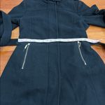 Cole Haan Black Wool Leather Trim Trench tailored fit Coat size 12 Photo 11