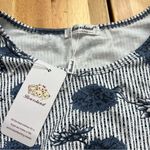 Bearsland Maternity Top Blue Floral Striped Short Sleeve L Gray Size L Photo 2