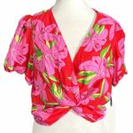 Lulumari boho floral tropical twist-front crop top Size XL Photo 2
