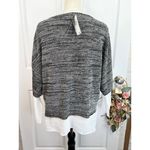 CHELSEA & THEODORE Womens Sweater Size L Grey Marl Layered Scoop Neck Black Size L Photo 6