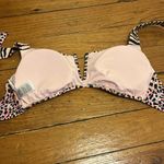 Sanctuary  | Pink & White Leopard Print Tie Bikini Top Size Medium Removable Pads Photo 2