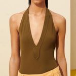 ZARA  NWT green halter top wrap tie bodysuit Photo 1