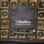 Max Mara S  Woven Metallic Blue-Gold Geometric Square Pattern Coat, US 8, FB 40 Photo 7