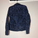 Harvé Benard Harve Benard Button Up Shirt Navy Blue Black Velvet Cotton Womens Size Large Photo 4