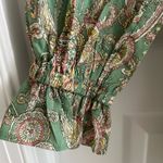Cato Boho Smocked Paisley Button Down Shirt Green Pink Size XL Photo 8
