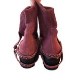 Burgundy Suede Boots Studded Slouch Moto Ankle Women's Size 7M Twiggy London EUC Red Photo 3