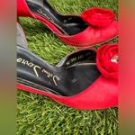 Vintage 1960s John Jerro Red Satin Rosette Heels Size 7.5 Photo 4