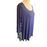 Rose + Olive  Women's Scoop Neck Top Striped Button 3/4 Sleeve Shirt Blue Size XL Photo 4