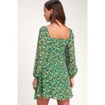 Lulus  Forsythia Green Floral Print Long Sleeve Tie-Front Women's Dress Large Photo 3