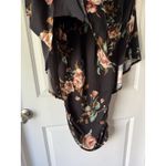 Black Floral Off Shoulder Ruched Side Flutter Boho Blouse Medium Top Shirt Rose Photo 2