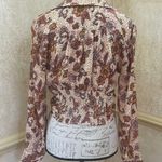 Free People I Got You Printed Long Sleeve Crop Top brown white Sz S Photo 8