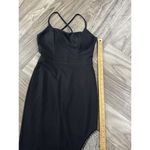 City Triangles Crepe Scoop Neck Sheath Dress with Crystal Fringe Size 0 Juniors Black Photo 5