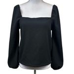 Madewell  Classic Black Crepe Square Neck Line Puff Long Sleeve Top Size Small Photo 1