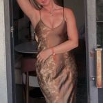 ZARA  dress maxi midi brwown printed casual summer vacation slip satin Photo 0