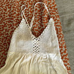 Alythea Ivory Long Maxi Dress Crochet Boho Chic Festival Beach Vacation Size large Photo 3