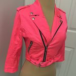 Tripp NYC Daanggoodman  Pink Crop Moto Jacket Photo 3