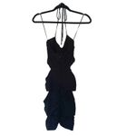 Monot Cutout Ruched Jersey Halter Neck Mini Dress Fitted Black Crepe Size US 0 Photo 7