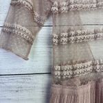 ZARA Knit & Lace Wrap Long Dress Women's Size Small Blush Pink Ribbed V-Neck Photo 7