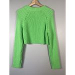 ZARA  Ribbed Knit Cropped Sweater Long Sleeve Bright‎ Green Size L Photo 5