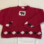 Christopher & Banks  Scottie Dog Sweater Vintage Red Argyle Knit Preppy - Large Photo 1