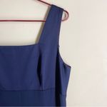 Donna Ricco  Navy Blue Special Occassion Maxi Dress Square Neckline Side Slit Photo 2