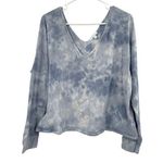 Beyond Yoga  Size Large Long Sleeve V Neck Pullover Gray Tie Dye 100% Cotton Yoga Photo 0