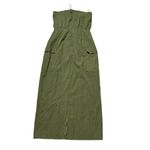 Forever 21  Halter Top Maxi Dress Khaki Olive Green Faux Suede Dress Medium New Photo 5