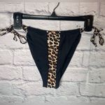 Kendall + Kylie NWT  bikini size large tie sides black & cheetah‎ print Photo 1