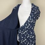 Aritzia Sunday Best Wrap Dress 6 Savoy Cherry Print Navy Blue Ruffle Feminine Photo 9